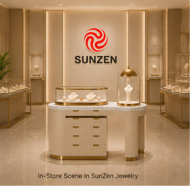 Marble jewelry counter applied in high-end jewelry boutique