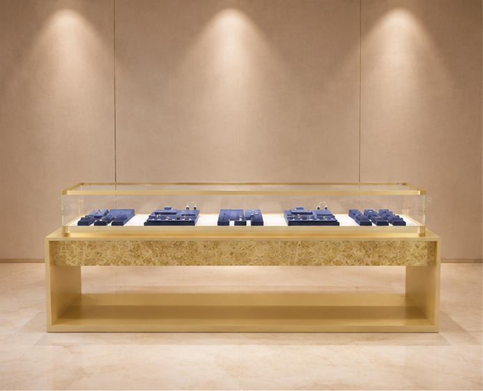 Long marble hollow gold counter extra long glass tier open multi-jewelry stand