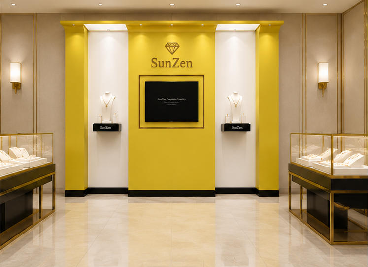 Real Installation Shot In Modern Luxury Diamond Jewelry Boutique