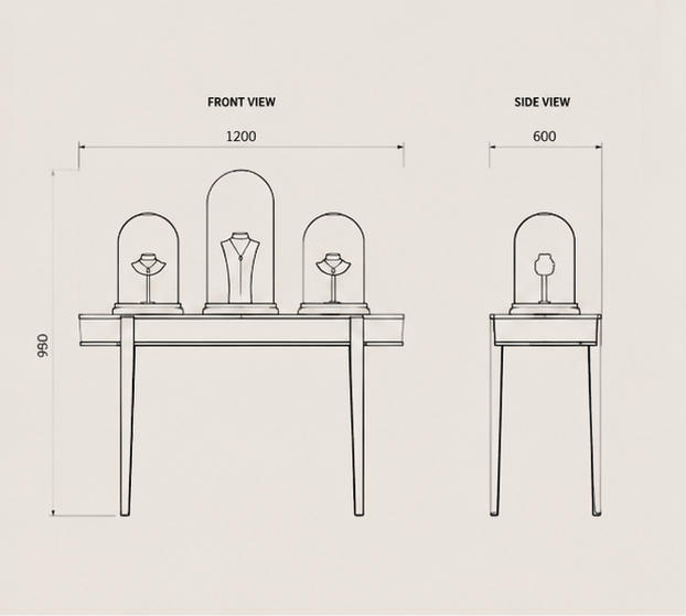 Separated Glass Compartment Mechanical CAD Drawing