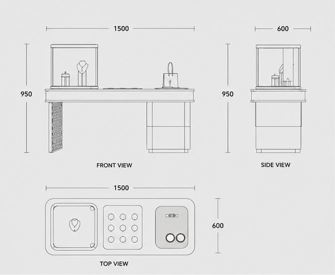 Jewelry Multi-function Display Table CAD Structural Drawing