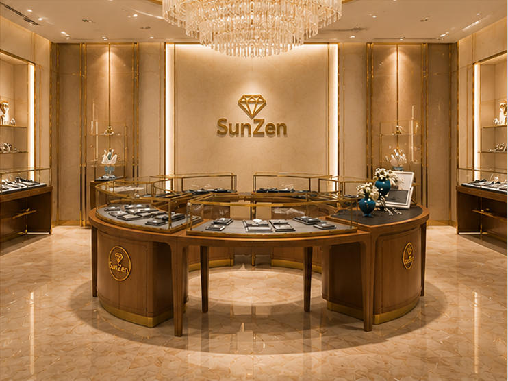 Real Installation Shot In Oriental Light Luxury Fine Jewelry Flagship Central Zone