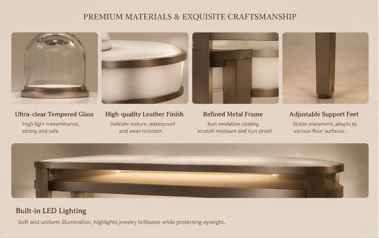 Close-up rose gold thin leg, dome glass edge and matte oval tabletop panel
