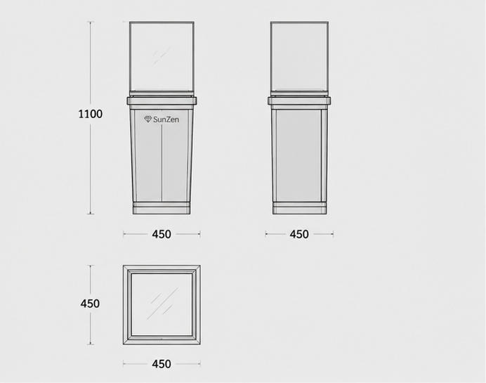 Jewelry Dark Wood Square Tall Pedestal Display Tower CAD Drawing