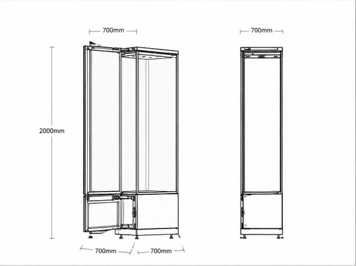 Vertical Museum Display Case Single Side Swing Glass Vitrine Render