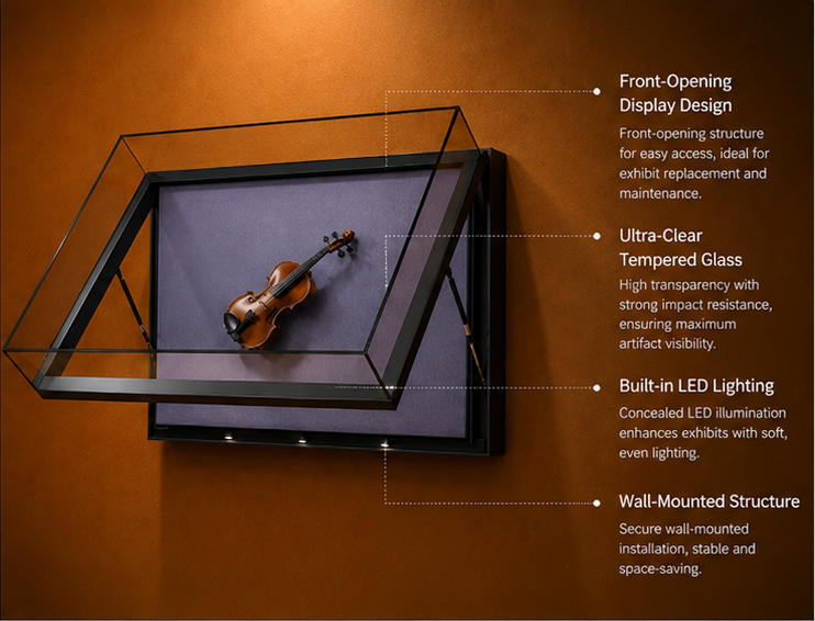 Wall Mount Museum Display Case Hydraulic Flip Render