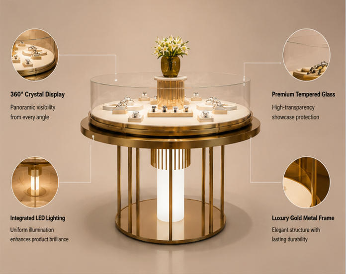 Single tier arched glass watch cabinet structure