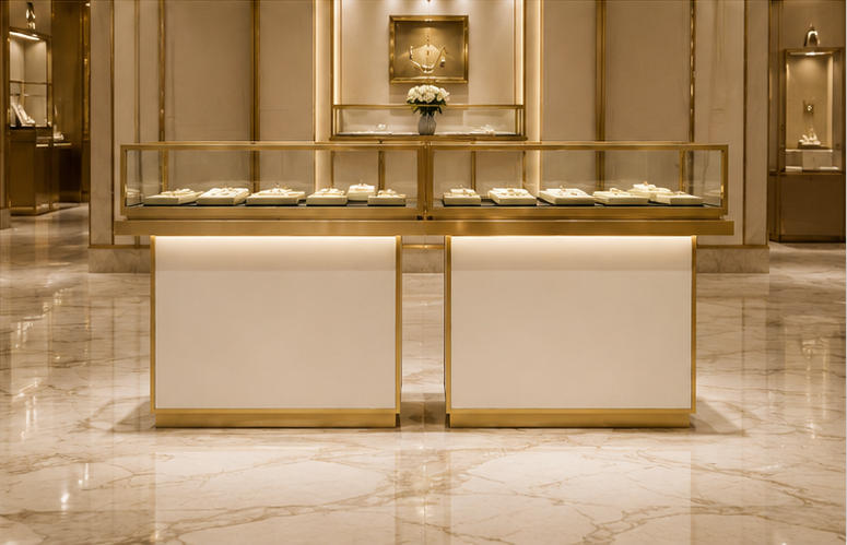 Real Installation of Jewelry Dual Display Counter in Light Luxury Jewelry Boutique