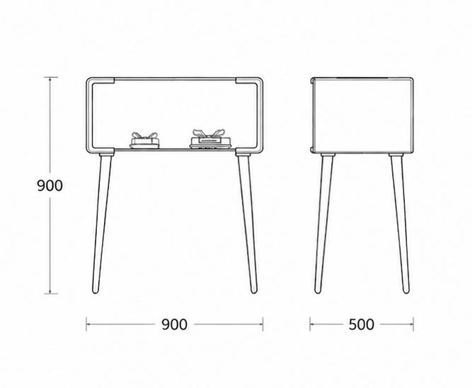 Jewelry Wood Glass Side Table CAD Drawing