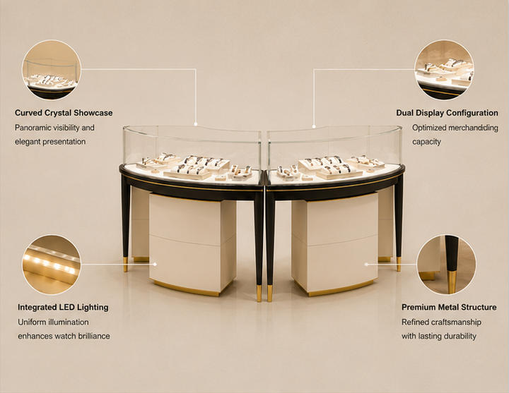 Feature diagram of wall mounted wood watch rack led light hidden storage cabinet