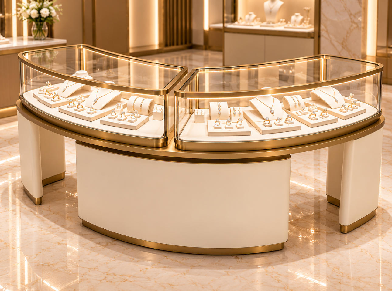 Curved Jewelry Display Counter | Custom Curved Counter Manufacturer