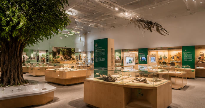 Natural light exhibit stand for interactive education areas