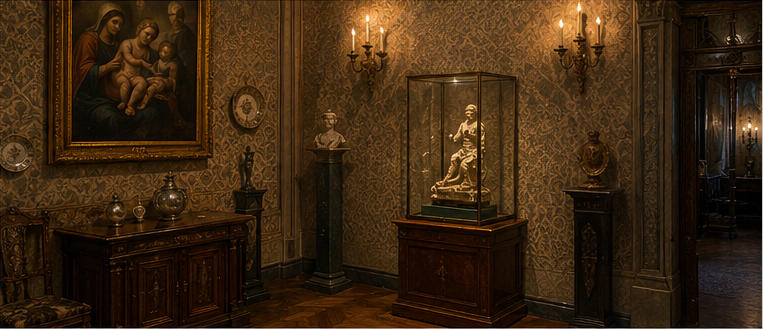 Wall lamp art plinth for landmark Renaissance masterworks