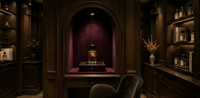 Velvet niche pods single bottle collection pedestals