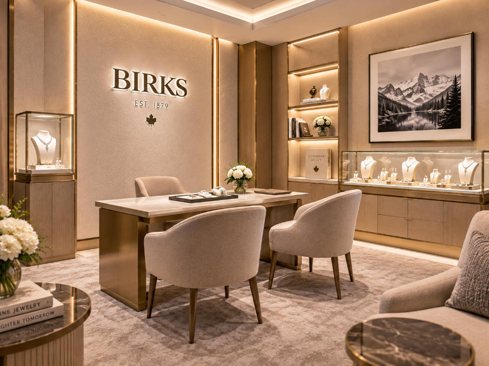 VIP fine jewelry viewing room inside Birks Toronto luxury flagship