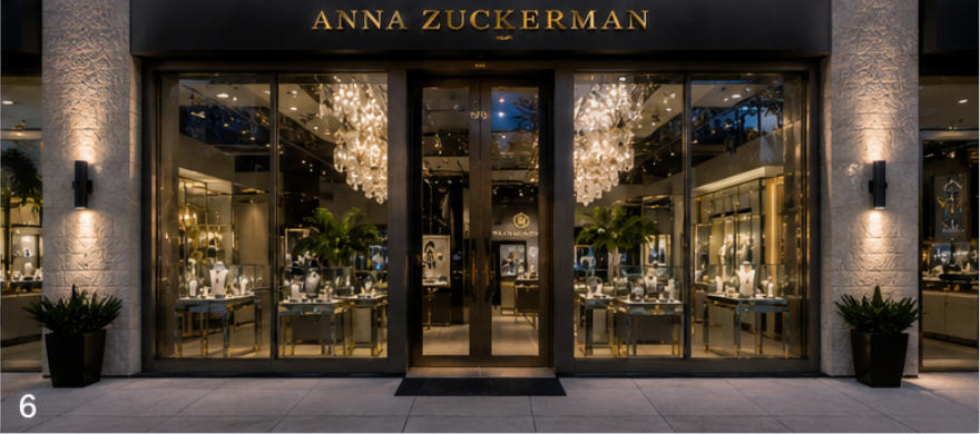 Full interior overview of Anna Zuckerman Boca Raton luxury flagship