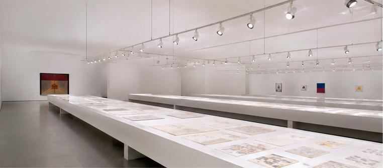 The Broad Los Angeles White Box Contemporary Art Museum 3 Linear track light counters open gallery browsing surface