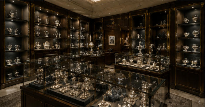 Vintage high jewelry cabinet for silverware collection area