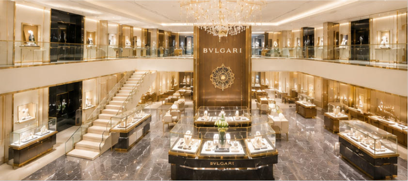 Full interior view of Bulgari flagship at Tokyo Ginza