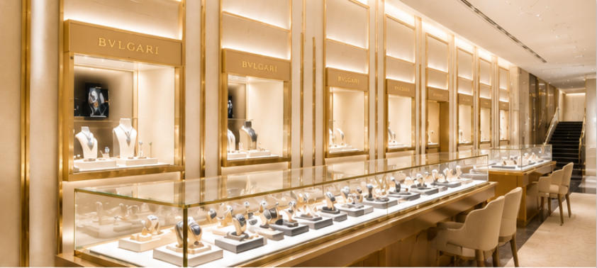 LED lit watch counters for luxury watch exhibition collections