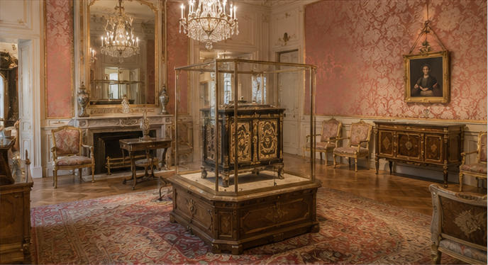 Crystal art plinth for landmark royal furniture exhibits