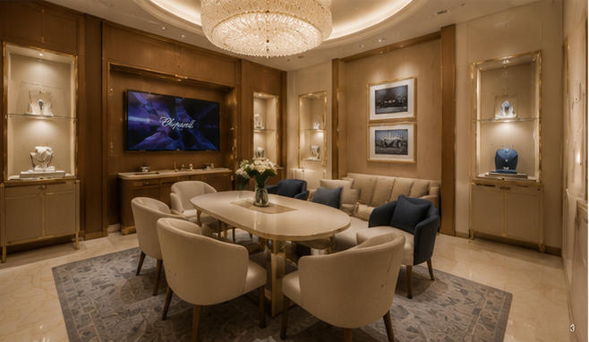 Brass jewelry fixture for digital interactive area