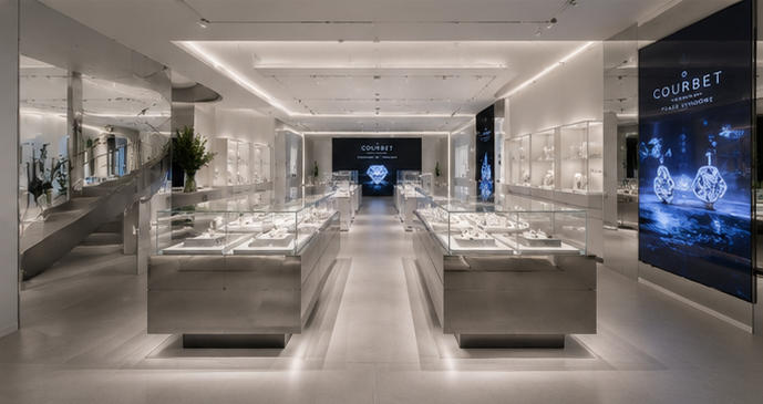 Full 210㎡ futuristic interior Courbet Paris flagship
