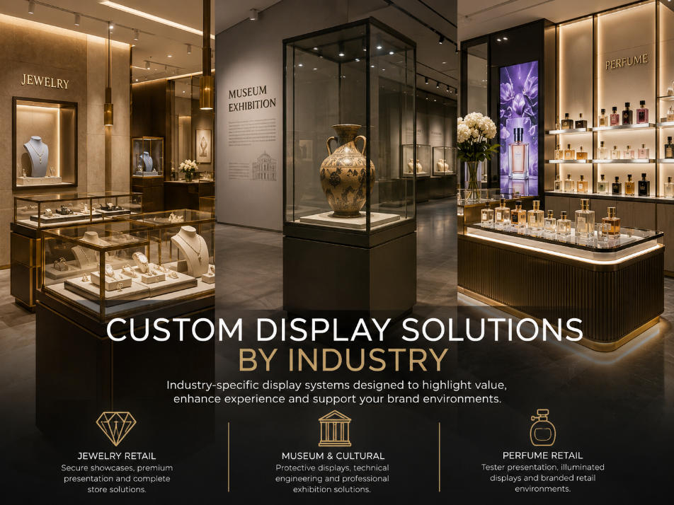 SUNZEN custom display solutions for jewelry museum and perfume industries