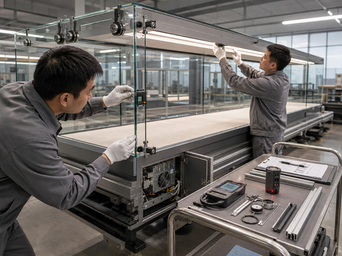 Custom museum display case manufacturing with glass structure interior assembly lighting integration and quality control