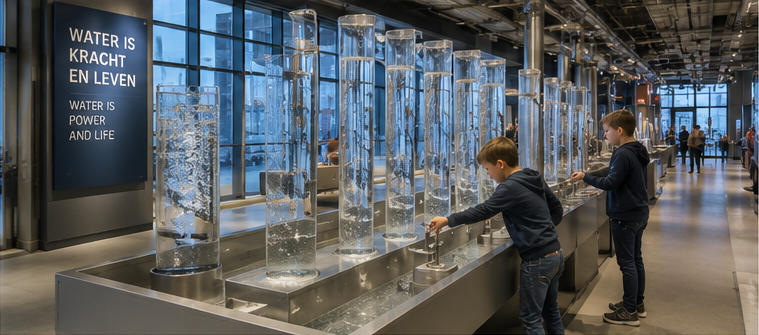 Digital exhibit units built-in LED cold white tech lighting