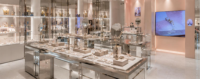 Mirror trend rack for layered fashion collections