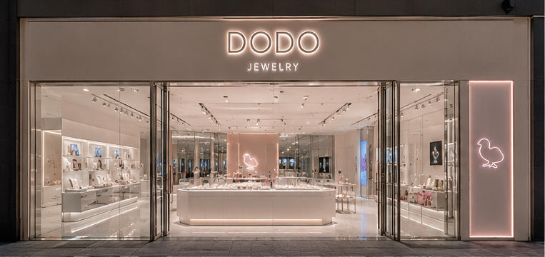 Full panoramic minimalist trendy concept boutique layout