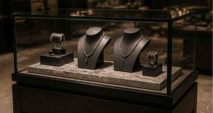 Stone jewelry fixture for overall space coordination