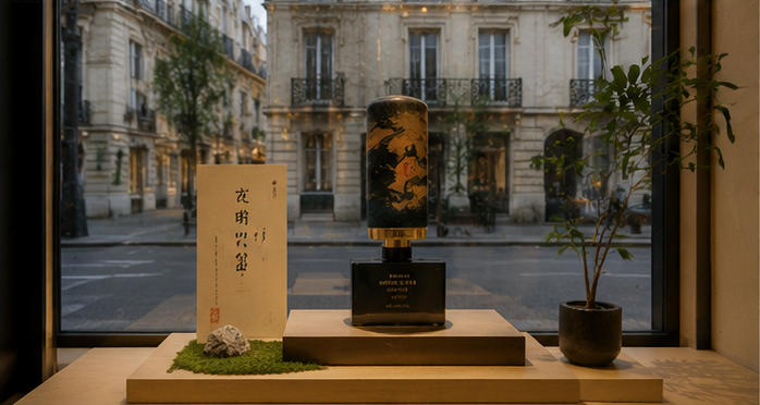 Dim art display plinth for street front poetic perfume exhibits