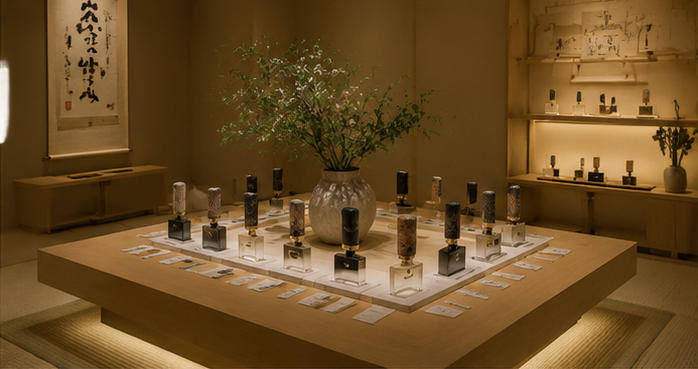 Zen tea low perfume island for quiet tea house tasting zone