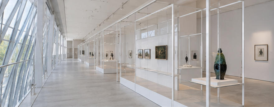 Gallery display unit for circulation corridor exhibits