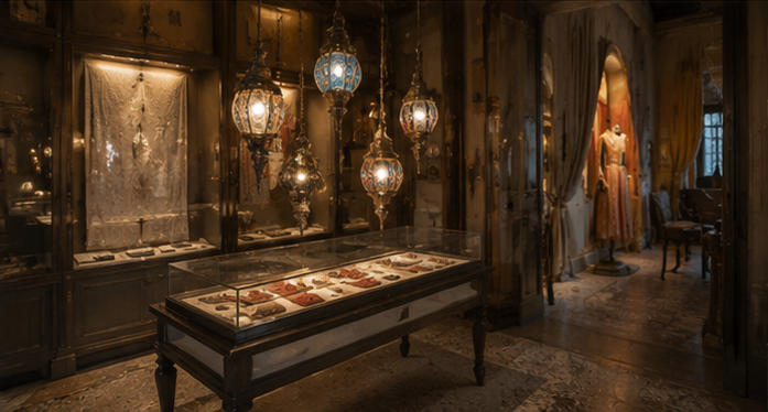 Full panoramic 1400㎡ Venetian Palazzo Fashion Textile Museum Layout