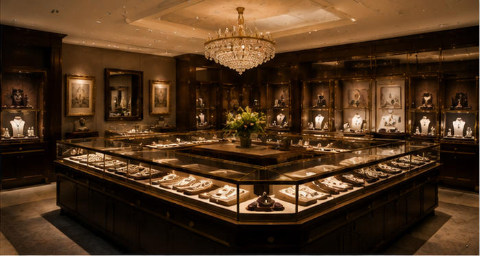 Heritage jewelry island Italian heritage jewelry salon central counter