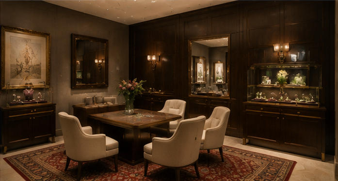 High jewelry unit private appraisal salon cabinet