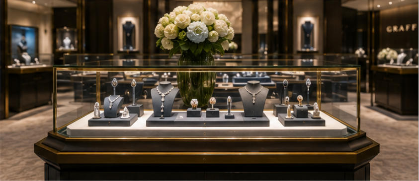 Central hall display units for mainstream diamond exhibits