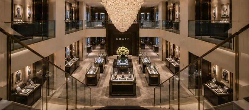 Overall interior layout & dark luxury style display system