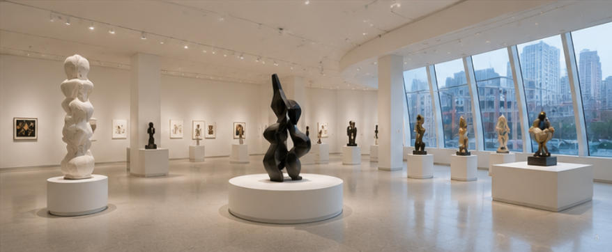 Full interior panoramic view of Guggenheim New York Museum