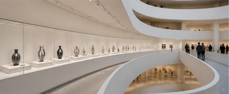 Modern art gallery fixture for immersive installation zones