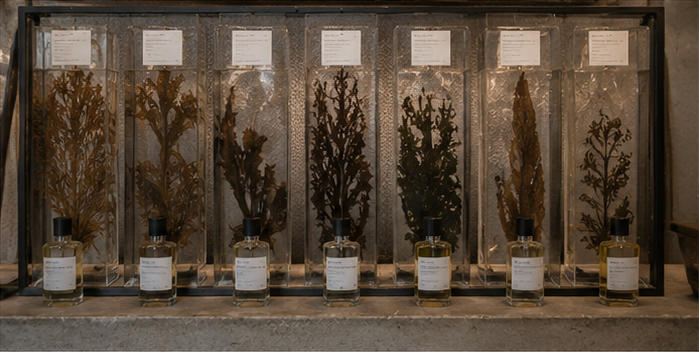 Seaweed integrated display racks raw material exhibition