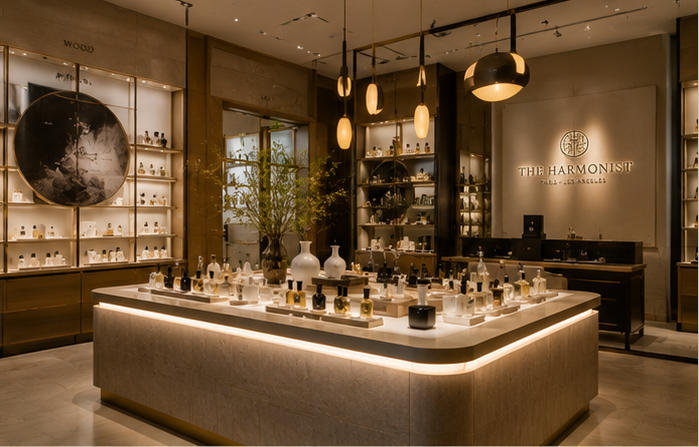 Led fragrance island for central meditation tasting zone