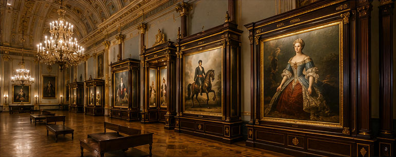 Classical tall case for large royal oil paintings