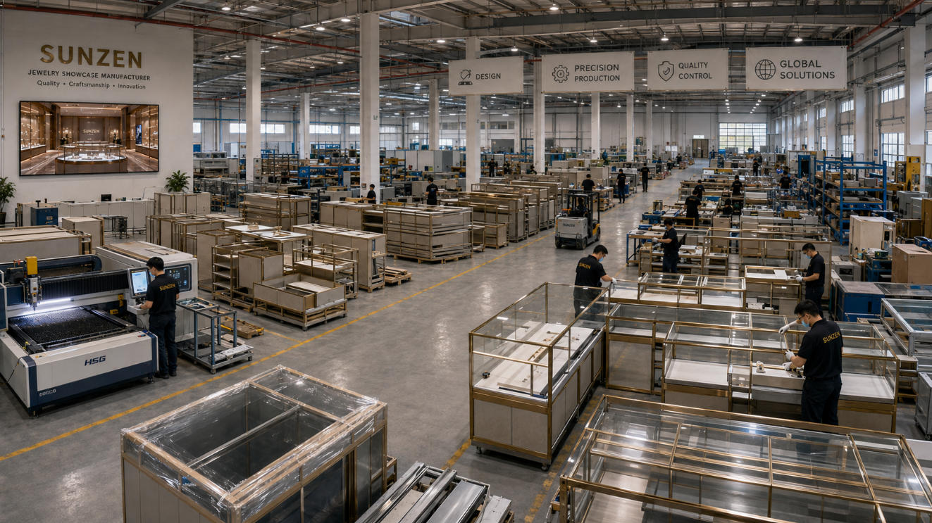 SUNZEN custom jewelry showcase factory and manufacturing workshop