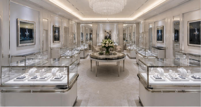 Bridal diamond display case for wedding ring experience area