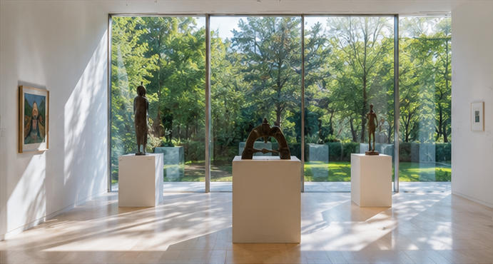 Natural light art plinth for landmark contemporary art focal pieces