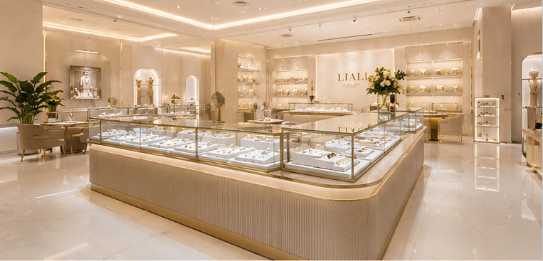 Bridal glass cabinet for dedicated wedding collection area
